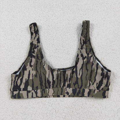 S0563 Adult women black green Camo swimsuit