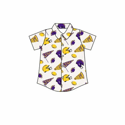 MOQ 3 Custom baby boys purple shirt top