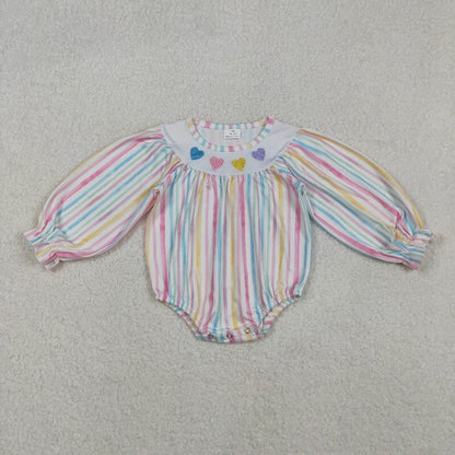 Matching Baby girls Valentine's love colorful dress romper long sleeve embroidery