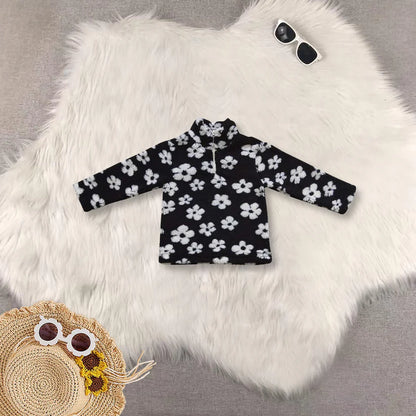 Matching Baby girls colorful flower zipper coat