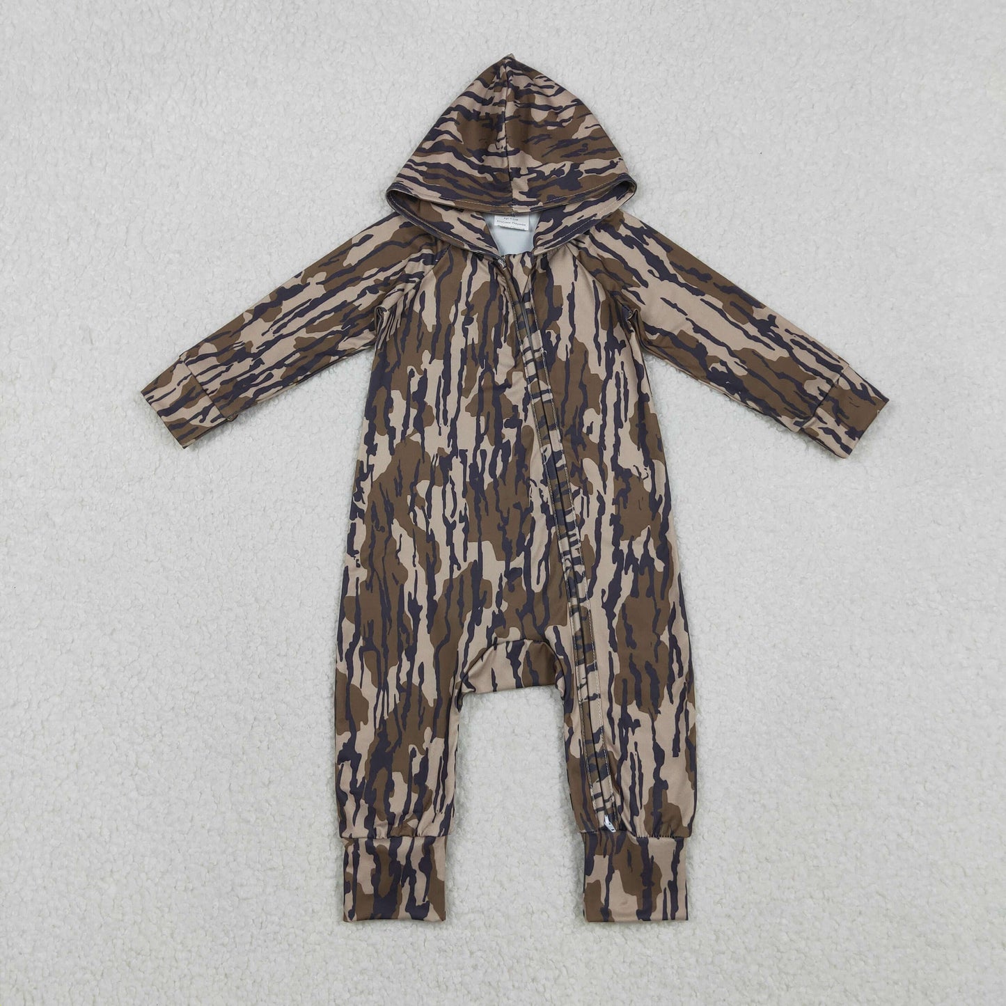 LR2814 baby boys camo long sleeves hooded zipper romper