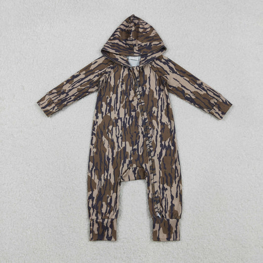 LR2814 baby boys camo long sleeves hooded zipper romper