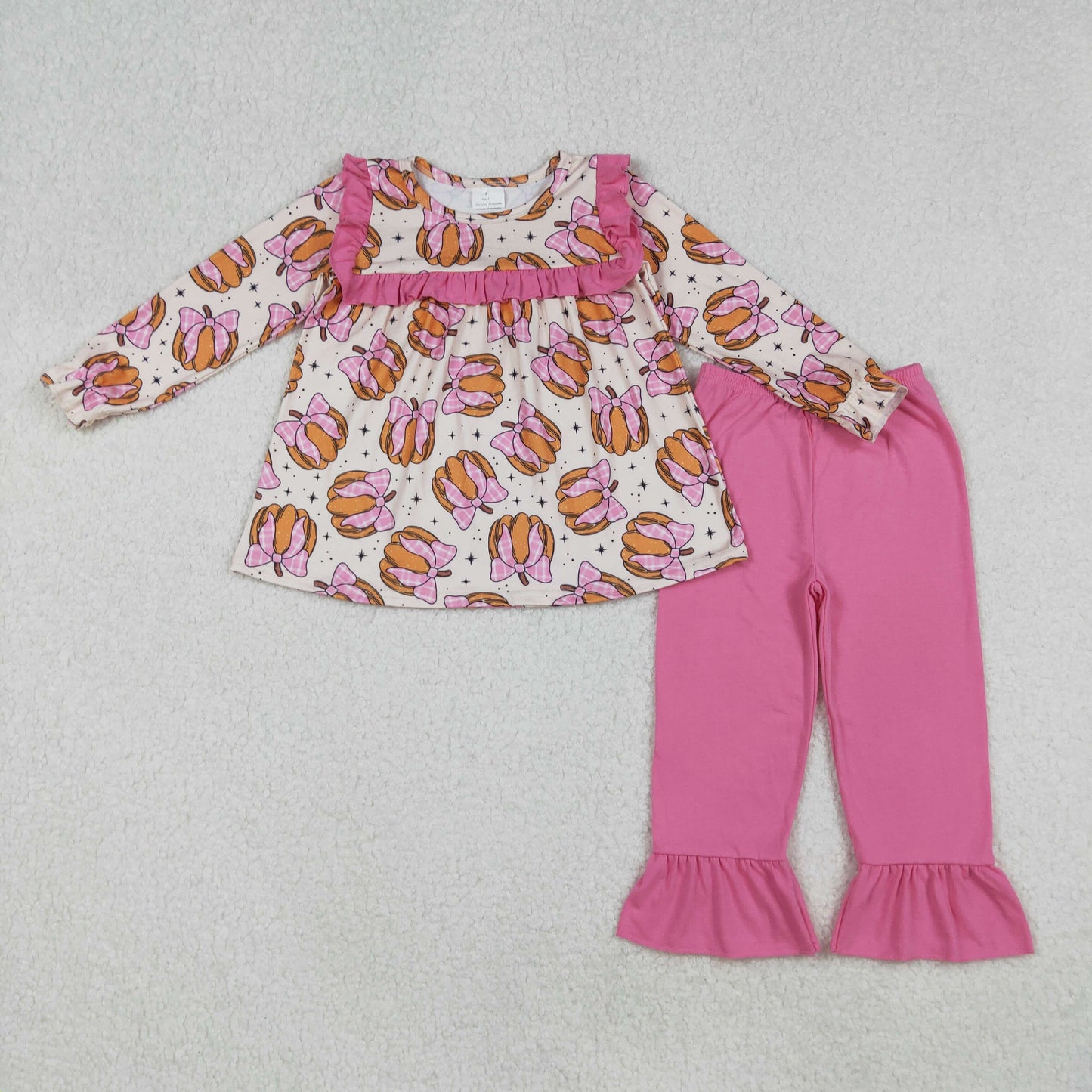 GLP2348  baby Girls Halloween pumpkin pink floral outfits