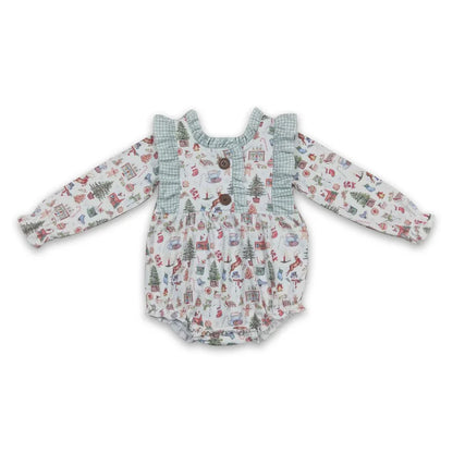 Matching Baby girls Christmas tree floral dress romper clothing