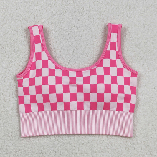 GT1190 Adult women rose checkered vest top