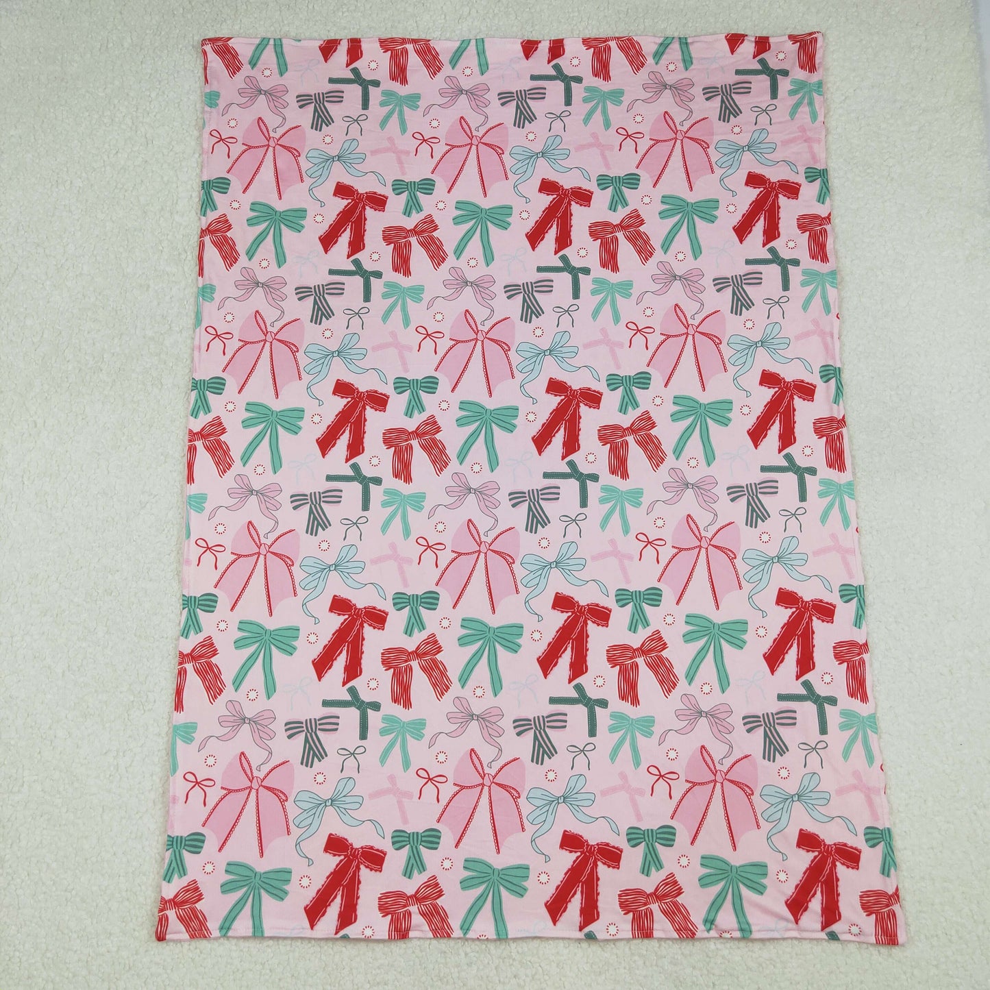 BL0218 Baby green pink bow Blankets