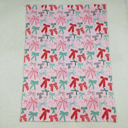 BL0218 Baby green pink bow Blankets