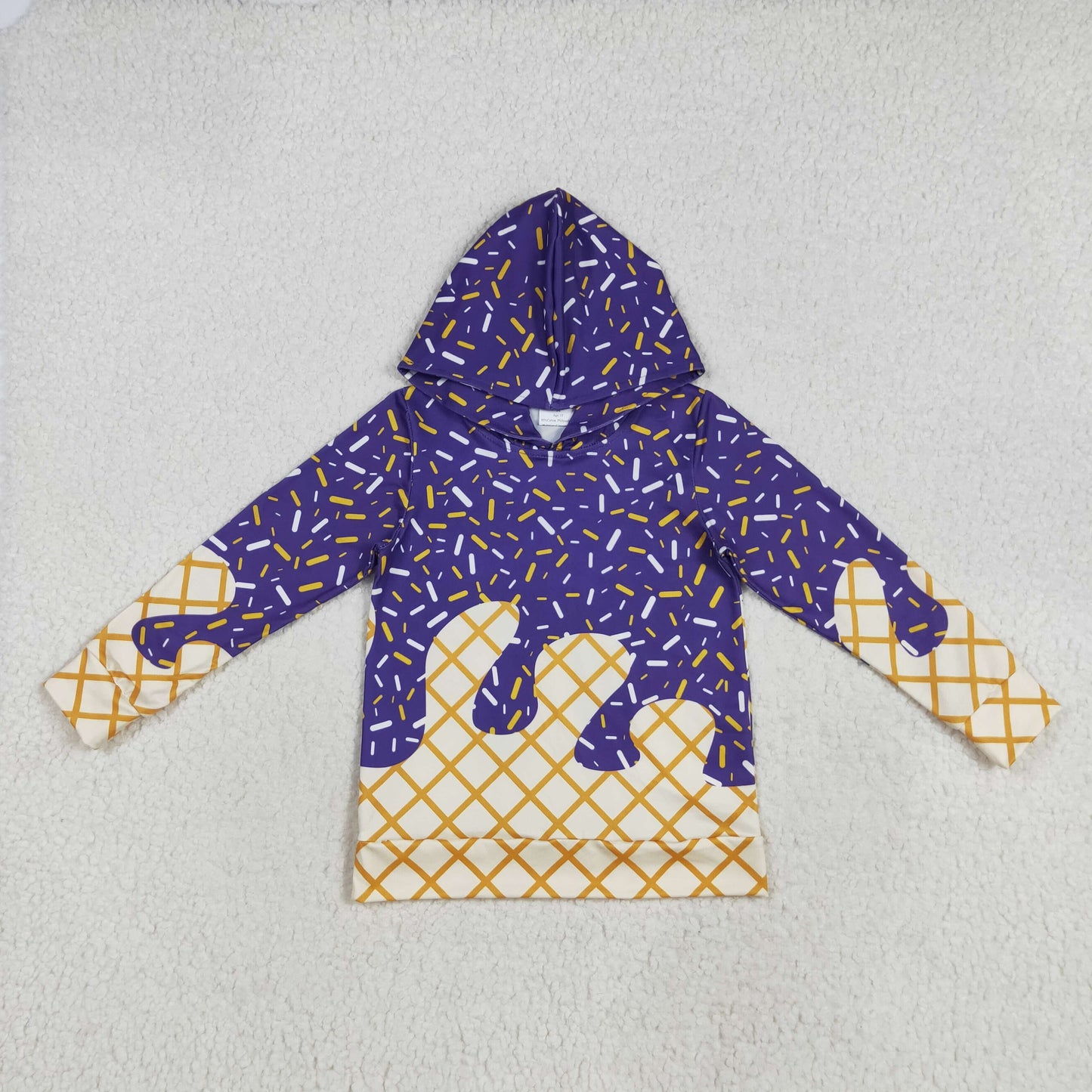 BT1276 baby boys purple Ice cream waffles hoodies top
