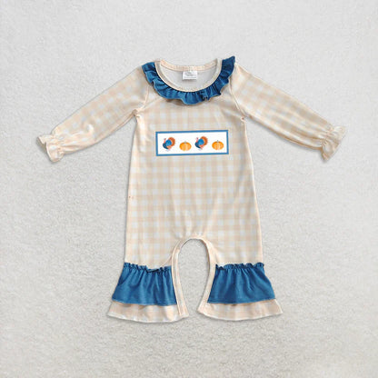 Matching Baby girls boys turkey checkered omper outfits romper clothing embroidery