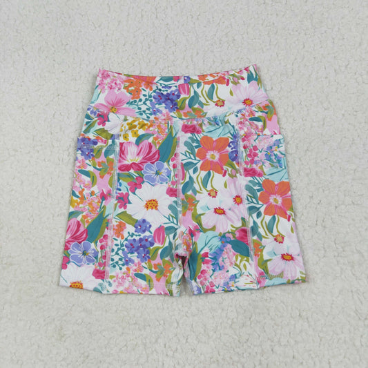 SS0614  baby girls colorful flower shorts yoga