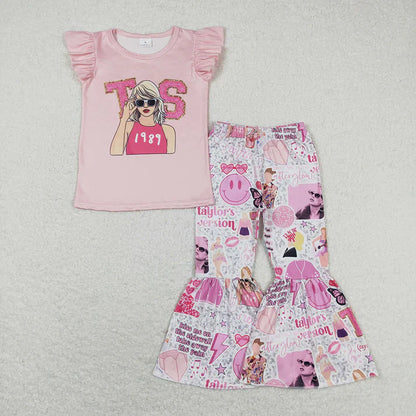 Matching Baby girls Singer Shirt Bell Pants Clothes Sets shorts