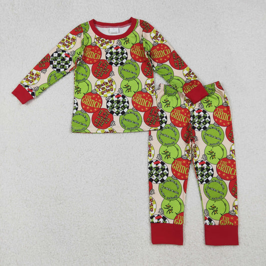 BLP1282 boys Christmas cartoon red green pajamas