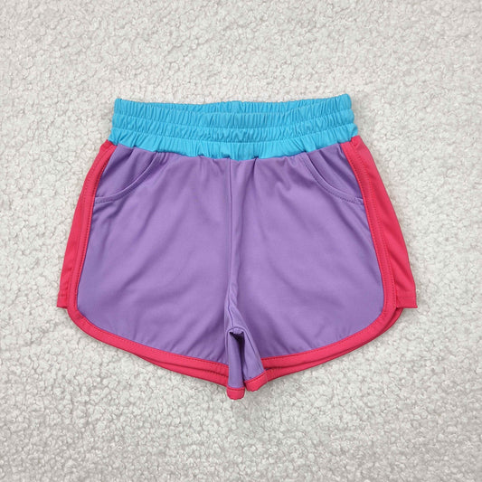 SS0555 baby girls purple rose shorts yoga