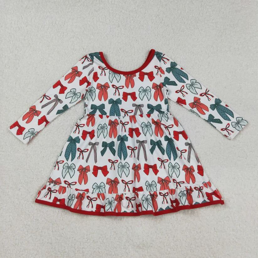 12/18m-7/8t Matching Baby girls Christmas cartoon long sleeve dress