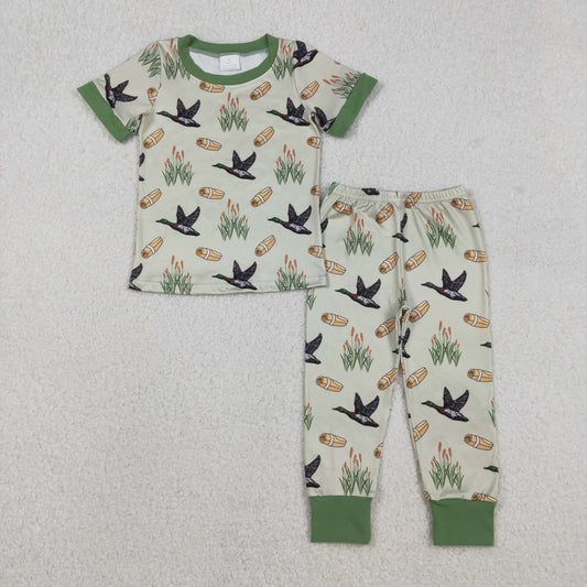 BSPO0635 boys duck green short sleeves pajamas
