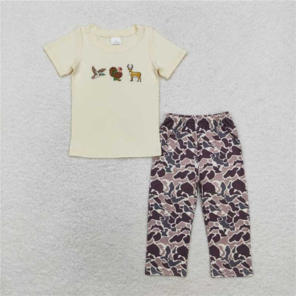 Matching Baby girls boys turkey camo clothing embroidery