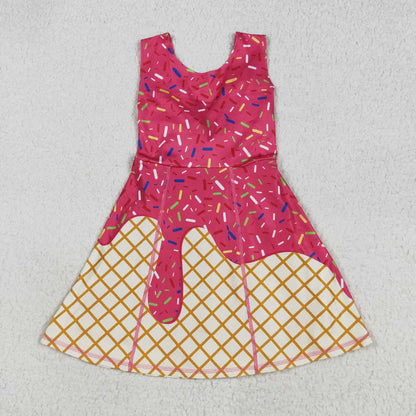 Matching RTS NO MOQ Baby girls ice cream Waffle dress yoga