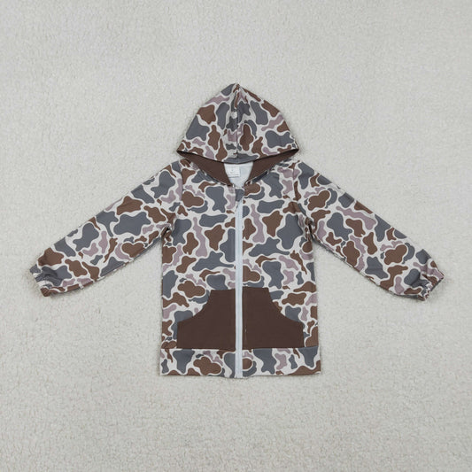 BT1376 baby boys brown camo coat top