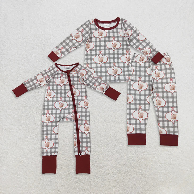 Matching Baby girls Thanksgiving turkey romper & pajamas clothing