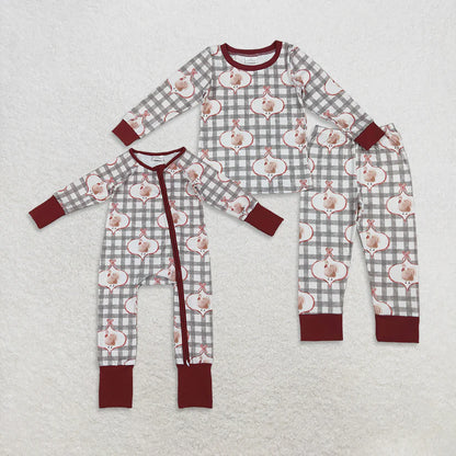 Matching Baby girls Thanksgiving turkey romper & pajamas clothing