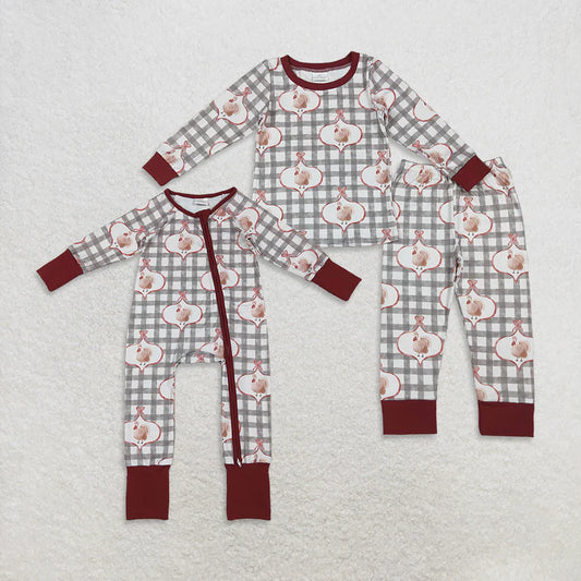 Matching Baby girls Thanksgiving turkey romper & pajamas clothing