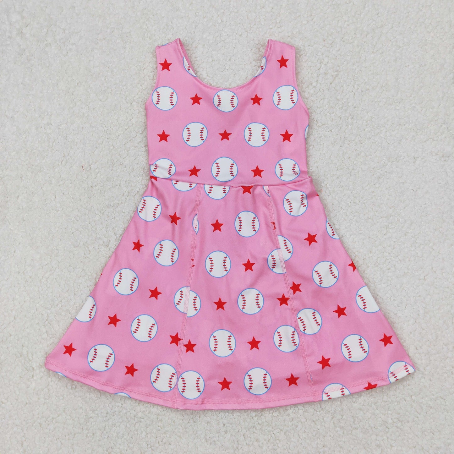 GSD2135 girls pink sleeveless baseball Dress yoga