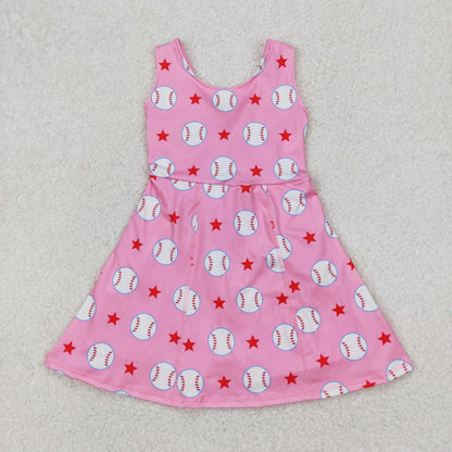 GSD2135 girls pink sleeveless baseball Dress yoga