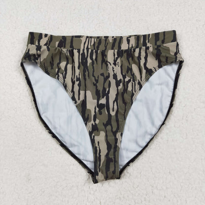 S0564 Adult women black green camo swimsuit