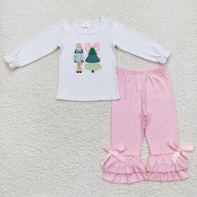 Matching Baby girls boys Christmas Soldier tree clothing embroidery