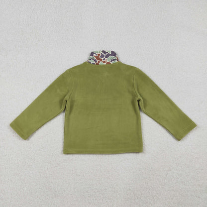 BT1308 baby boys green camo zipper hoodies top