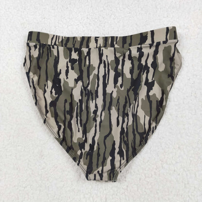 S0564 Adult women black green camo swimsuit