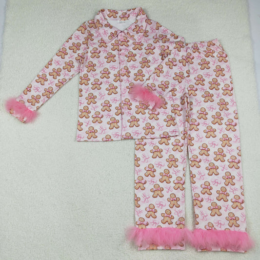 GLP2716 adult pajamas gingerbread christmas furry pajamas