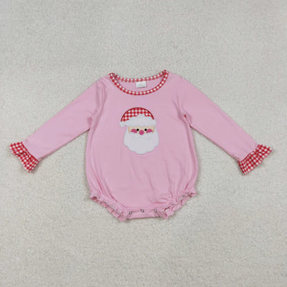 Matching Baby girls Christmas Santa long sleeve romper embroidery