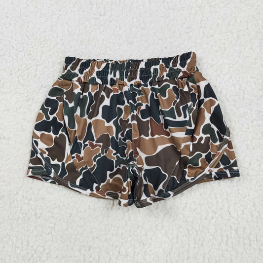 SS0465 baby brown camo shorts yoga