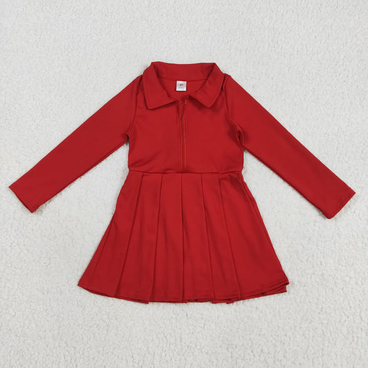 GLD1153 girls long sleeve zipper red Dress yoga