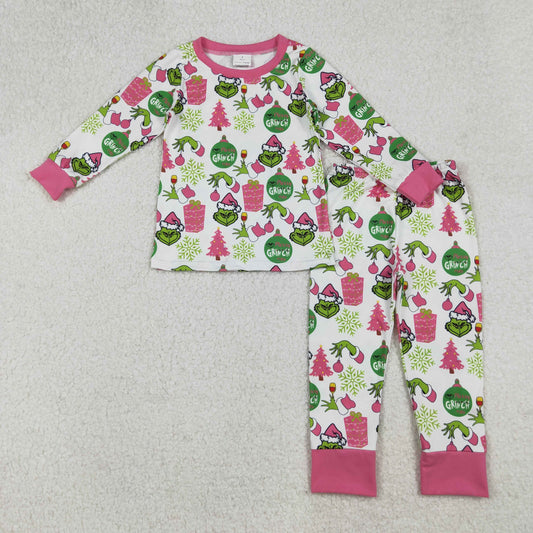 GLP2733  toddler girl clothes cartoon girl winter christmas pajamas