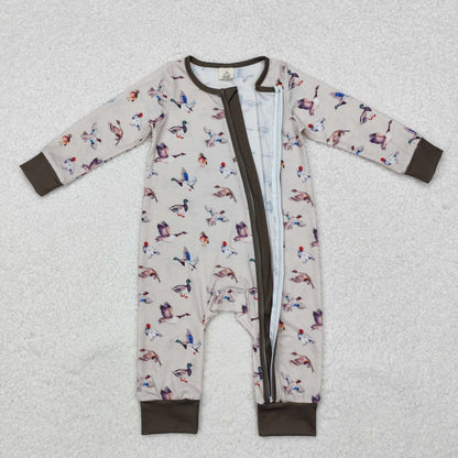 LR1880 Baby boys duck zipper bamboo romper