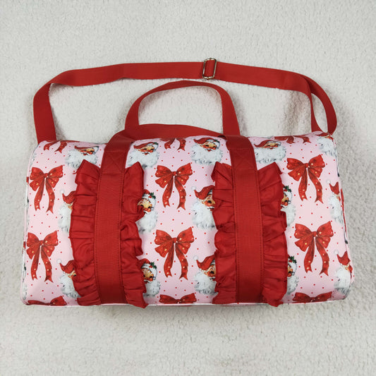 BA0306 Christmas Santa Claus red floral Duffle blue Bag