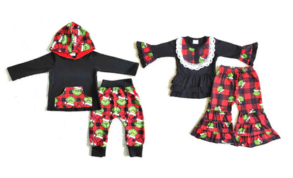 Matching Baby boys girls Christmas Cartoon long sleeve outfits