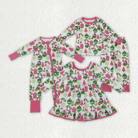 Matching Baby girls Christmas cartoon clothing