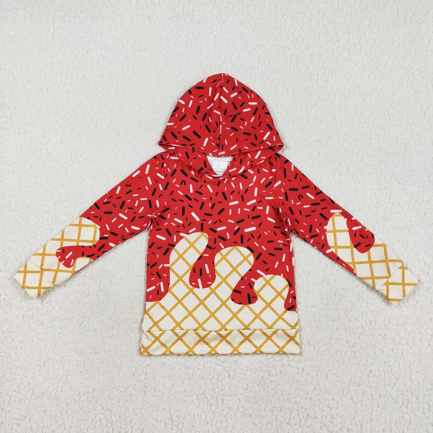 BT1272 baby boys red Ice cream waffles hoodies top
