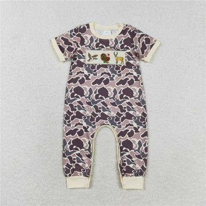 Matching Baby girls boys turkey camo clothing embroidery