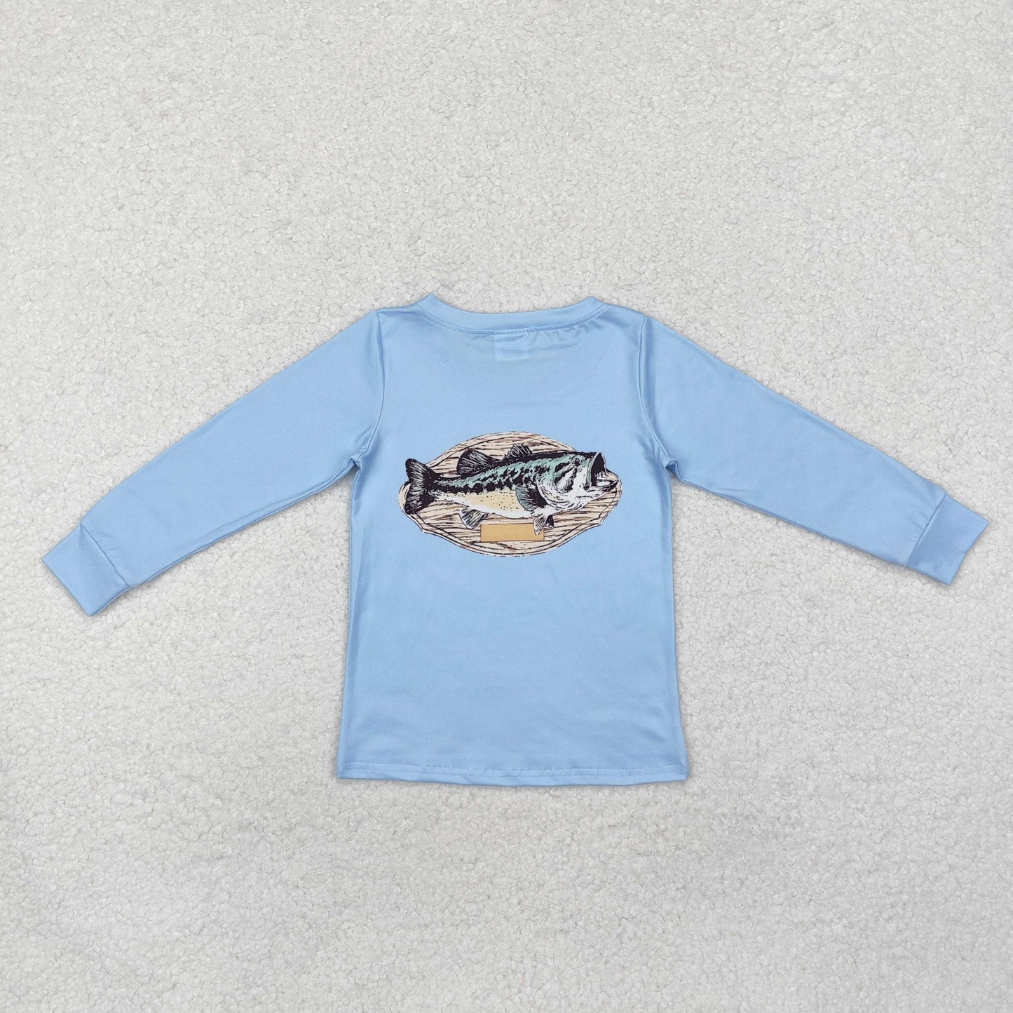 BT0952 Boys blue fish long sleeves Top