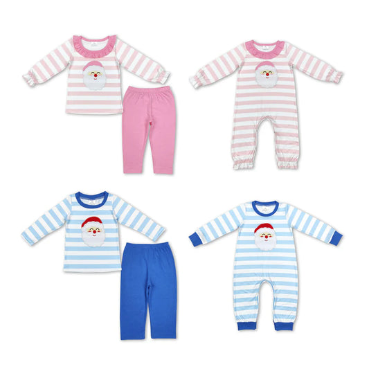 Matching Baby girls boys Christmas Santa Claus romper outfits clothing embroidery