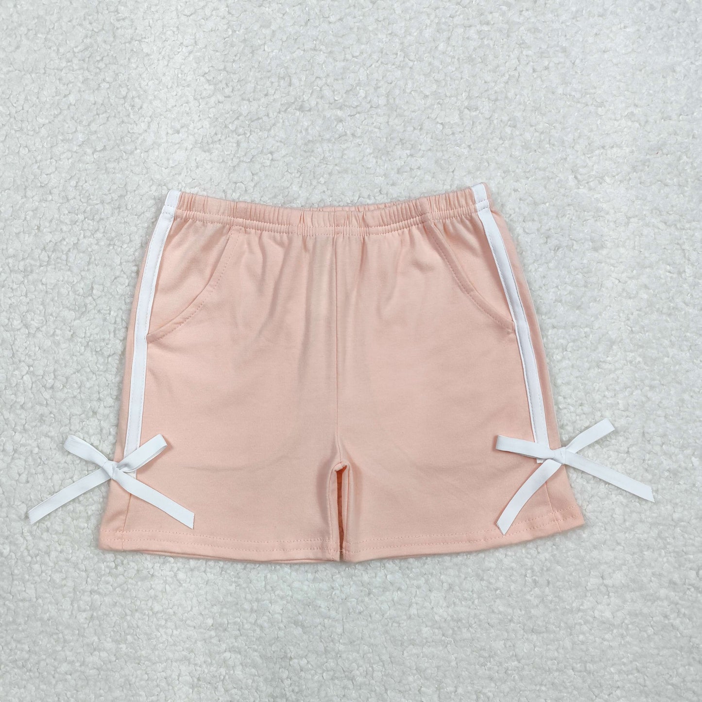 SS0425 baby girls pink white bow summer shorts