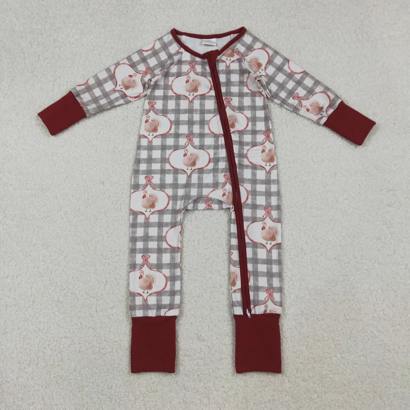 Matching Baby girls Thanksgiving turkey romper & pajamas clothing