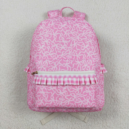 BA0308 pink bow zipper floral schoolbag