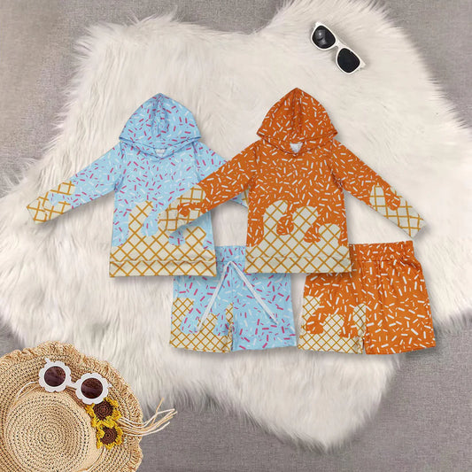 Matching Baby boys spring autumn long sleeves Waffle  shorts outfits