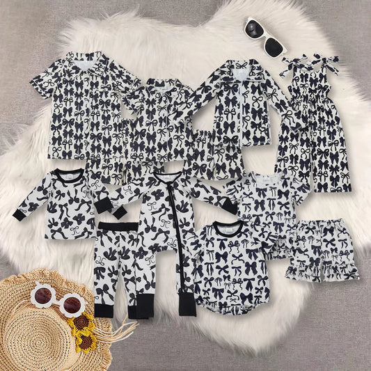 Family Matching Adult Baby girls black bow clothing