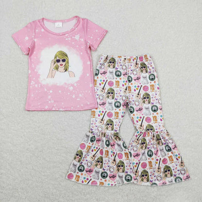 Matching Baby girls Singer Shirt Bell Pants Clothes Sets shorts